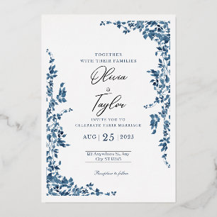 Elegant Floral Wedding Invitation with Gold