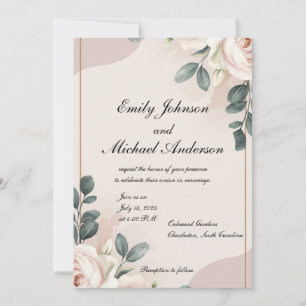 Elegant Floral Wedding Invitation with Soft Pink a