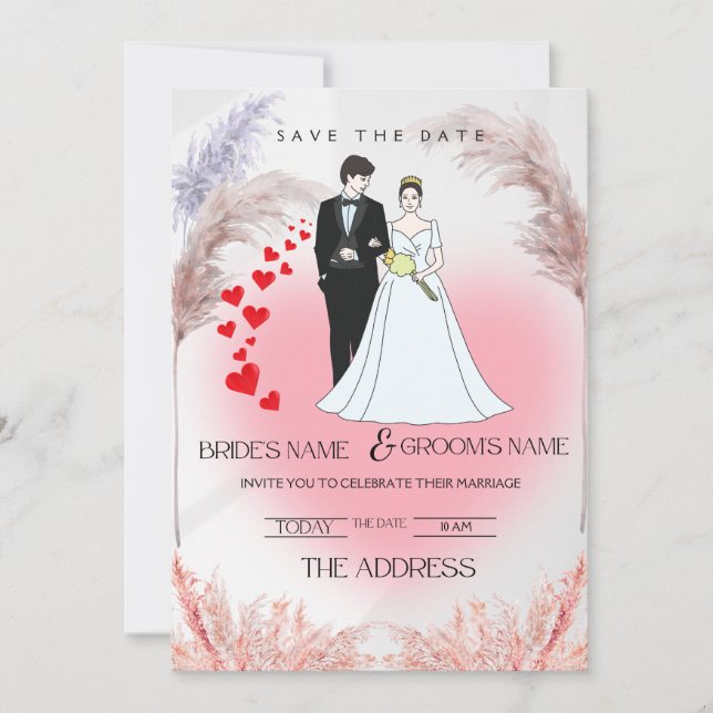  Elegant Floral Wedding Invite in Soft Pastels (Front)