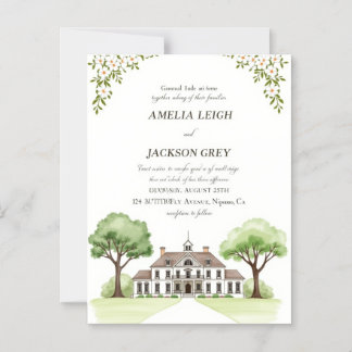 Elegant Floral Wedding Magnetic Card | Watercolor