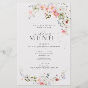 Elegant Floral Wedding Menu