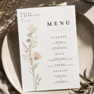 Elegant Floral Wedding Menu Card