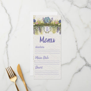 Elegant Floral Wedding Menu Card 4x9. 5