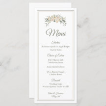 Elegant Floral Wedding Menu – Cream & Sage Green S