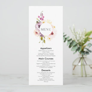 Elegant Floral Wedding Menu Invitation