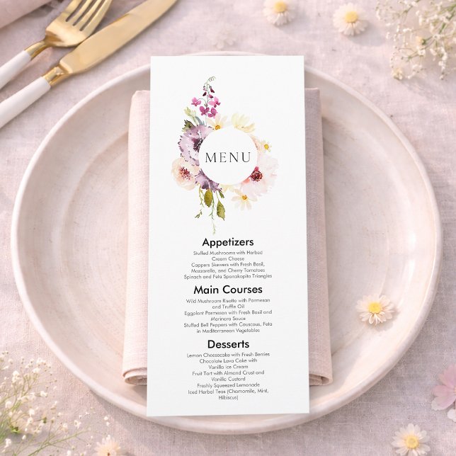 Elegant Floral Wedding Menu Invitation (Creator Uploaded)