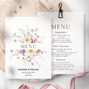 Elegant Floral Wedding Menu Invitation