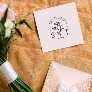 Elegant Floral Wedding Monogram  Rubber Stamp