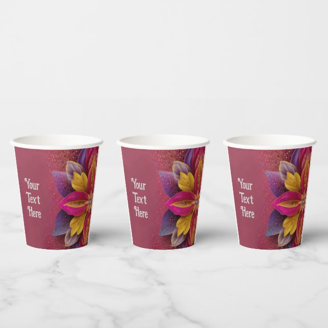 Elegant Floral Wedding  Paper Cups (Multi)