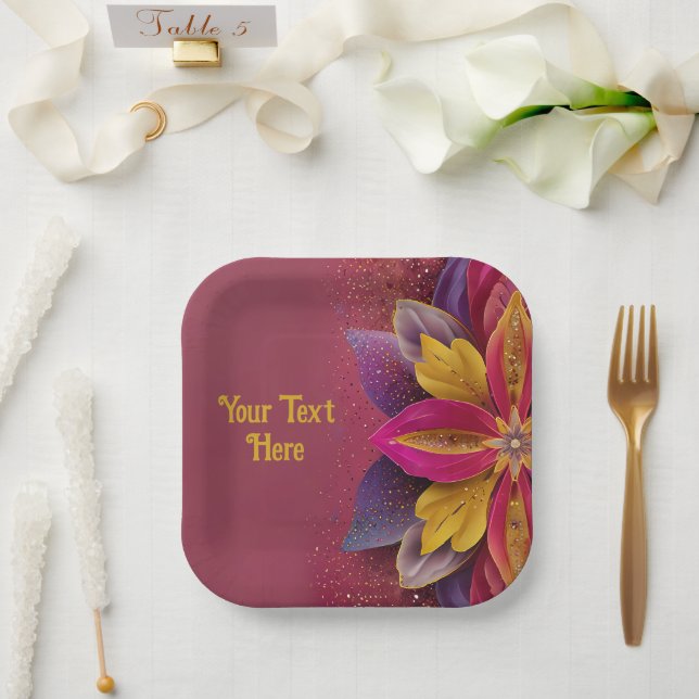 Elegant Floral Wedding  Paper Plate (Wedding)