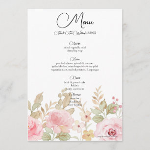 Elegant Floral Wedding Personalised Reception Menu
