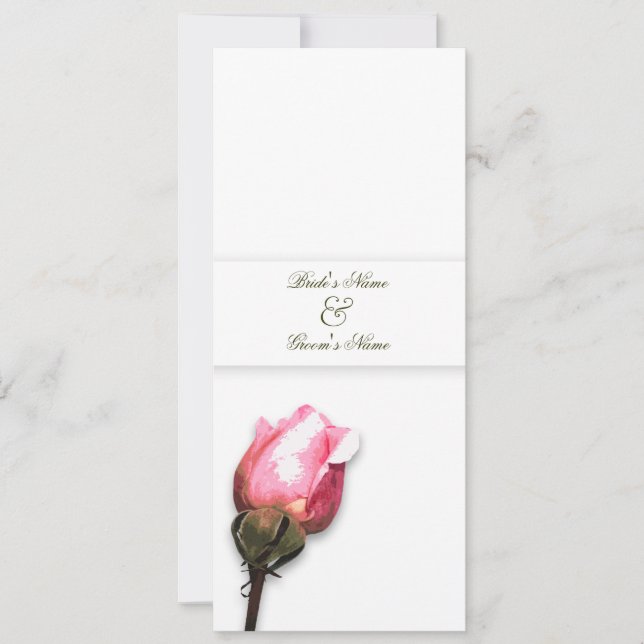 Elegant floral wedding pink rose invitation (Front)