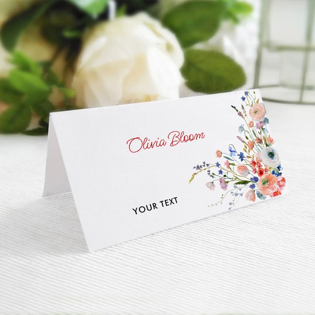 Elegant Floral Wedding Place Card (Creator Uploaded)