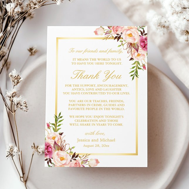 Elegant Floral Wedding Place Setting Thank You (Creator Uploaded)