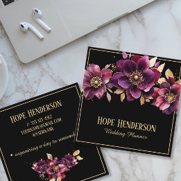 Elegant Floral Wedding Planner Business Card