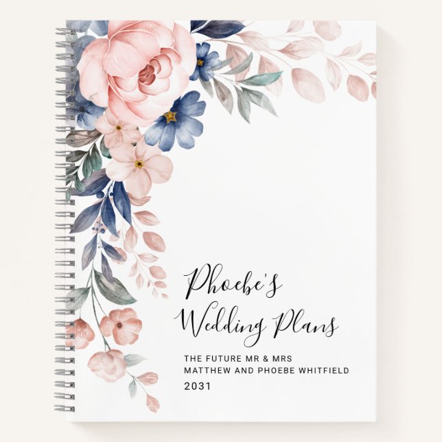 Elegant Floral Wedding Planner Notebook (Front)