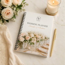 Elegant Floral Wedding Planner Spiral Notebook