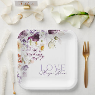 Elegant Floral Wedding Plate – Love Always Wins