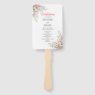 Elegant Floral Wedding Program Hand Fan