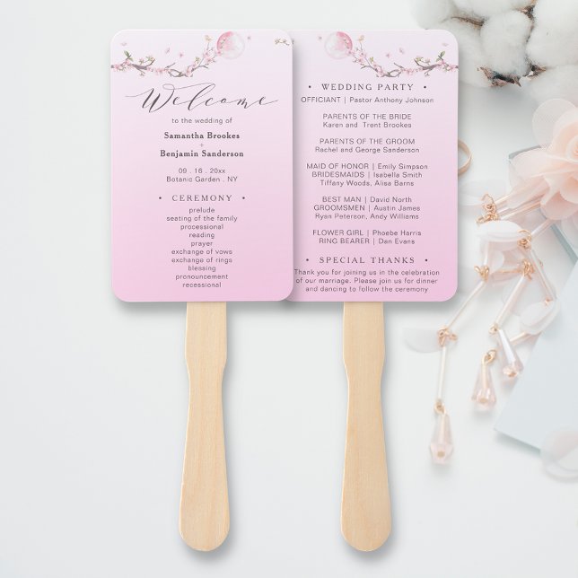 Elegant Floral Wedding Program Hand Fan (Creator Uploaded)