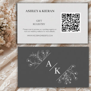Elegant Floral Wedding QR code Registry , Enclosure Card