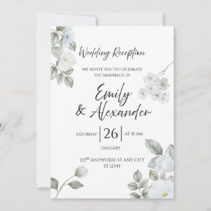 Elegant Floral Wedding Reception Invitation
