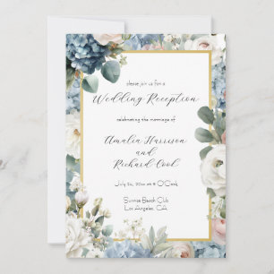 Elegant Floral Wedding Reception Invitation Card