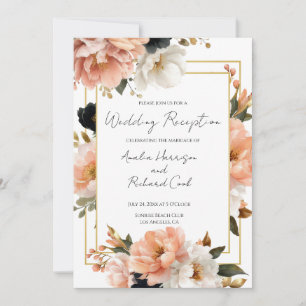Elegant Floral Wedding Reception Invitation Card