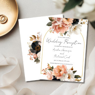 Elegant Floral Wedding Reception Invitation Card