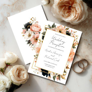 Elegant Floral Wedding Reception Invitation Card