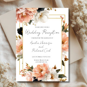 Elegant Floral Wedding Reception Invitation Card