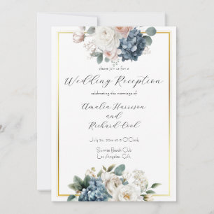 Elegant Floral Wedding Reception Invitation Card