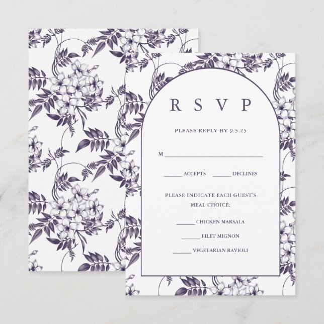 Elegant Floral Wedding RSVP Card (Front/Back)