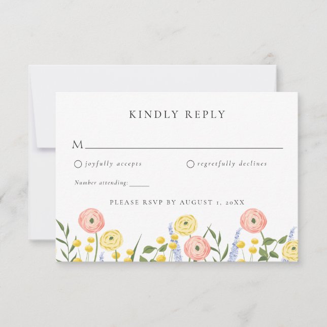 Elegant Floral Wedding RSVP Card (Front)