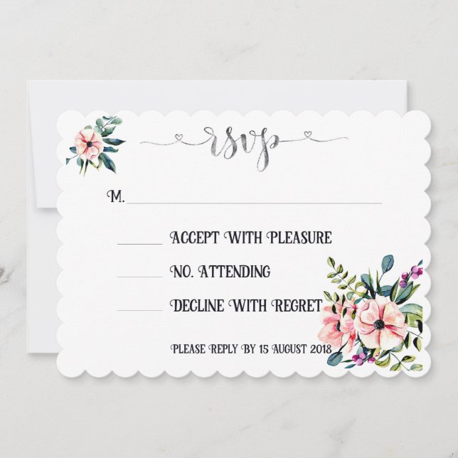 Elegant Floral Wedding RSVP Design Invitation (Front)