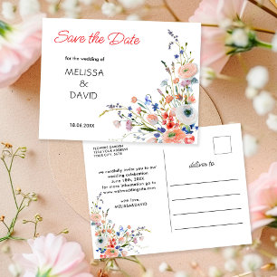 Elegant Floral Wedding Save the Date Announcement Postcard