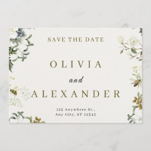 Elegant Floral Wedding Save the Date   Watercolor  Invitation