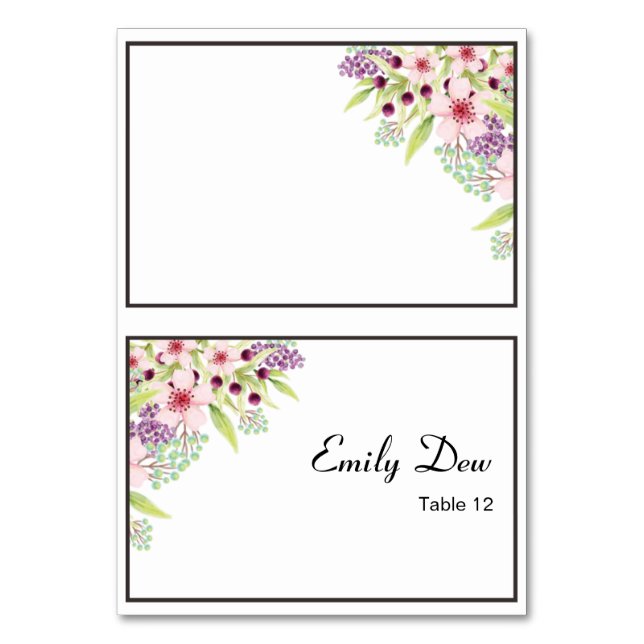 Elegant Floral Wedding Seating Place card (Front)