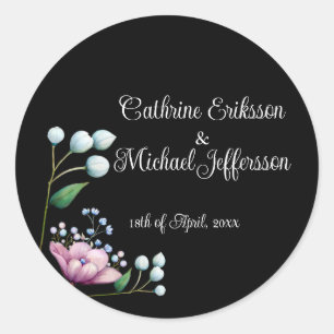 Elegant Floral Wedding Soft Botanical Romance Classic Round Sticker