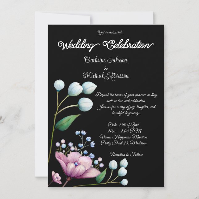 Elegant Floral Wedding Soft Botanical Romance Invitation (Front)