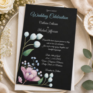 Elegant Floral Wedding Soft Botanical Romance Invitation
