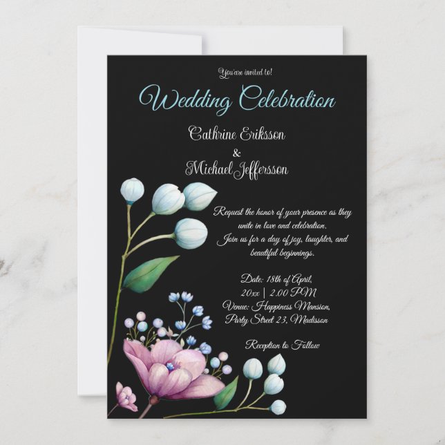 Elegant Floral Wedding Soft Botanical Romance Invitation (Front)