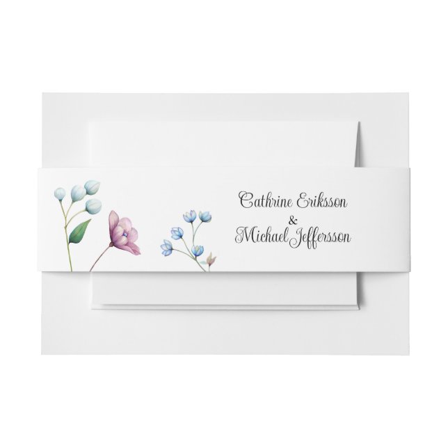 Elegant Floral Wedding Soft Botanical Romance Invitation Belly Band (Front Example)
