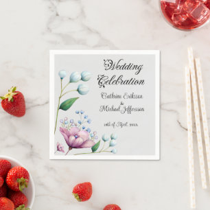 Elegant Floral Wedding Soft Botanical Romance Napkin