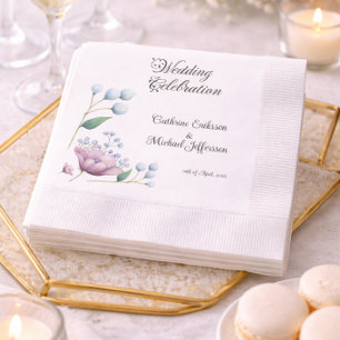 Elegant Floral Wedding Soft Botanical Romance Napkin