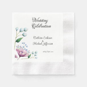 Elegant Floral Wedding Soft Botanical Romance Napkin