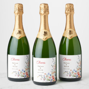 Elegant Floral Wedding Sparkling Wine Label
