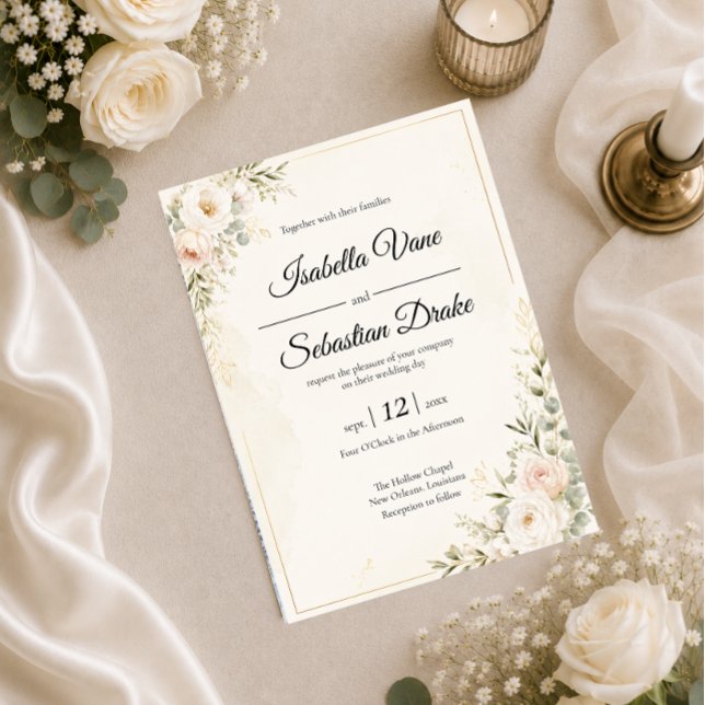 Elegant Floral Wedding Suite Invitation (Creator Uploaded)