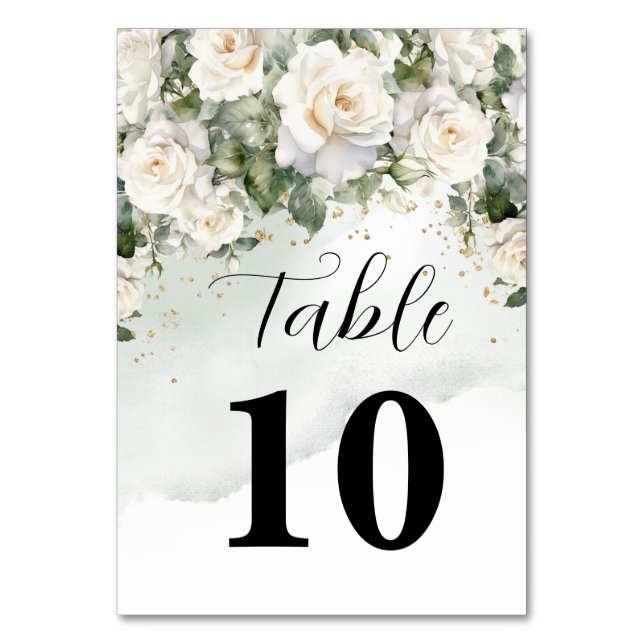 Elegant Floral Wedding Table Number Card  (Front)
