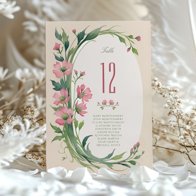 Elegant Floral Wedding Table Number Card (Creator Uploaded)